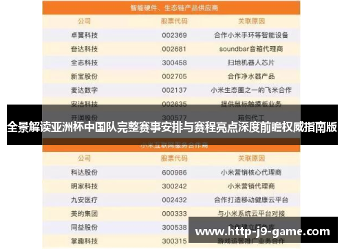 全景解读亚洲杯中国队完整赛事安排与赛程亮点深度前瞻权威指南版
